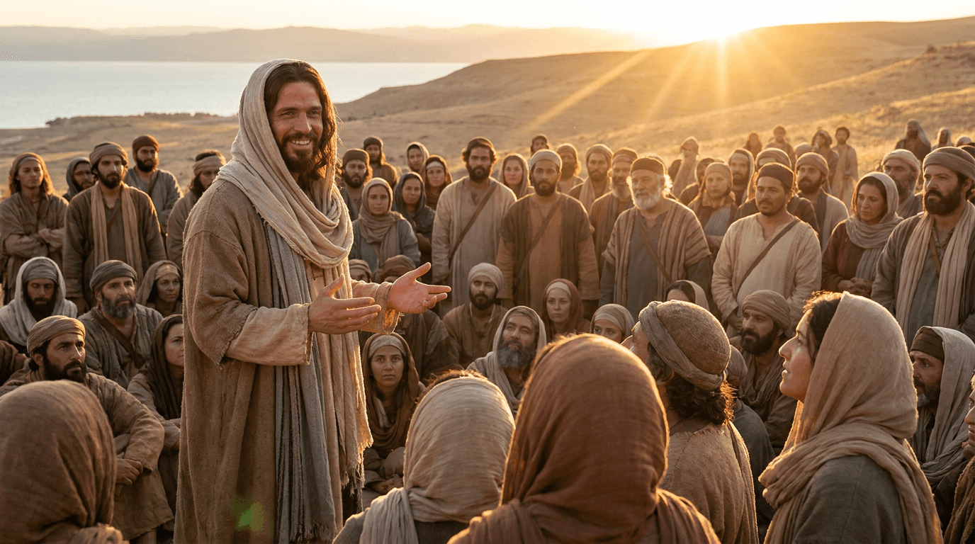 Jesus preaching the Sermon on the Mount